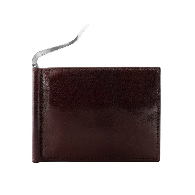 Sierra Italian Leather Money Clip Wallet - Brown