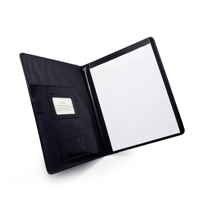 Sierra Italian Leather Letter Pad Folio - Black