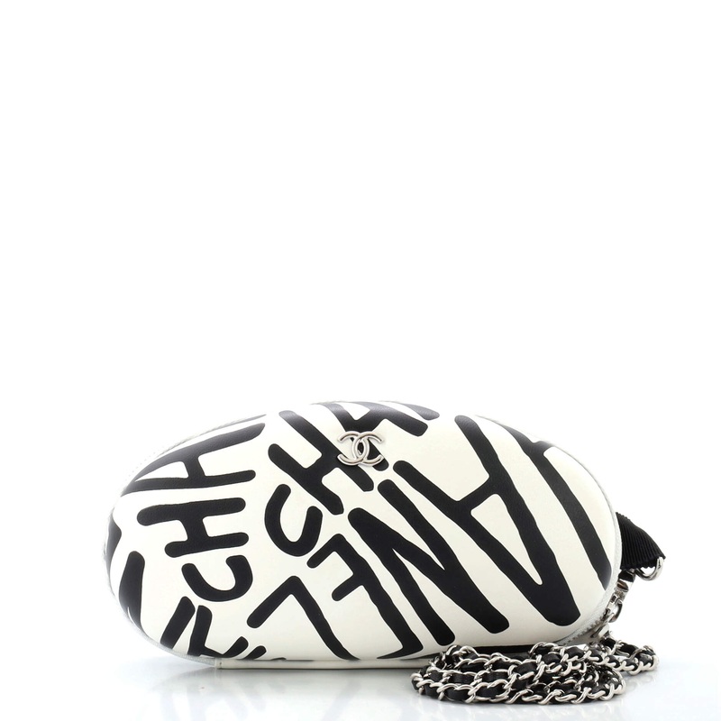 Zip Around Sunglasses Case with Chain Printed Leather