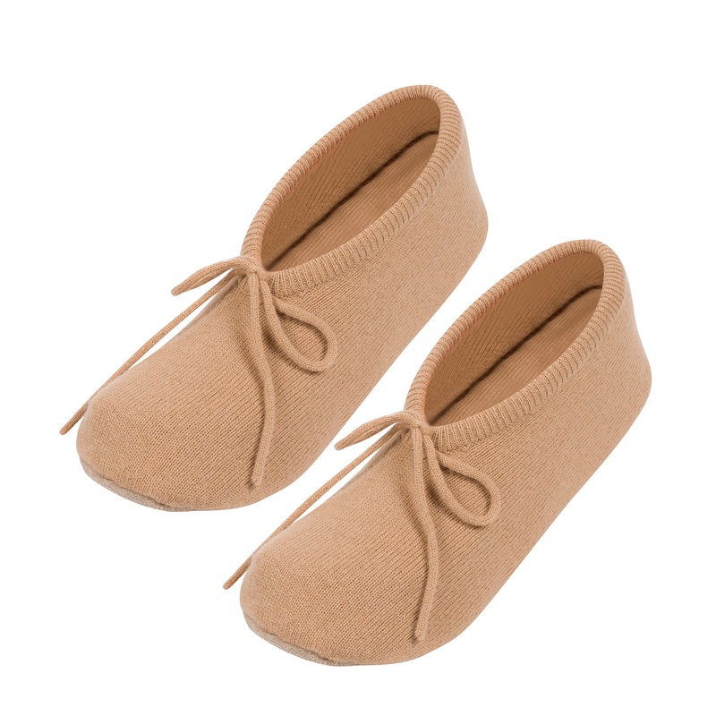 'Appleby' Caramel Cashmere & Merino Wool Small Ballet Slippers