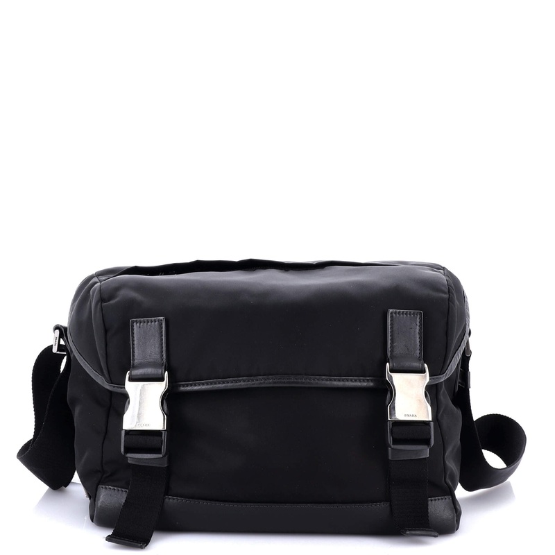 Double Buckle Flap Messenger Bag Tessuto Large