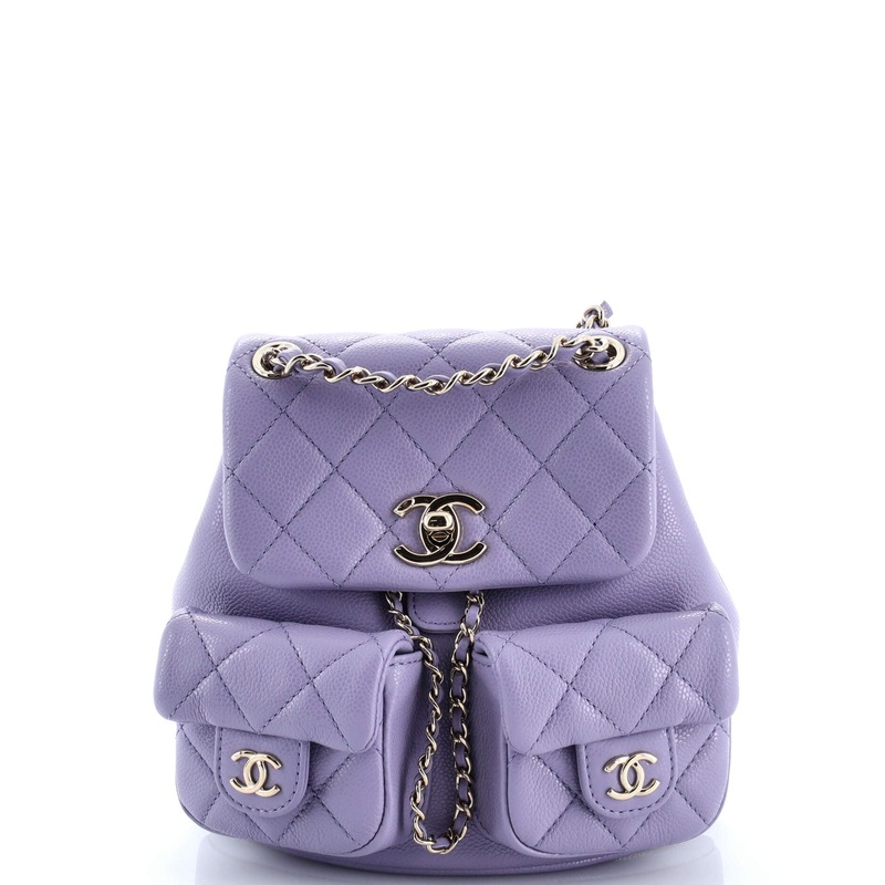 Duma Pockets Drawstring Backpack Quilted Caviar Mini