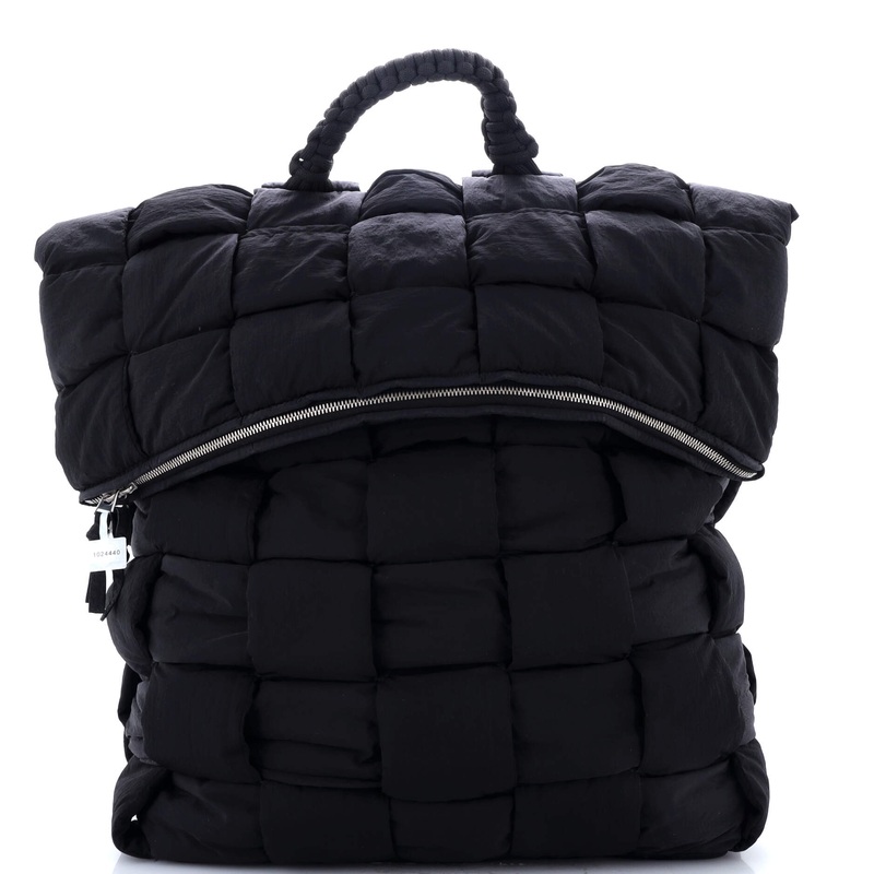 Fold-top Padded Backpack Intrecciato Nylon