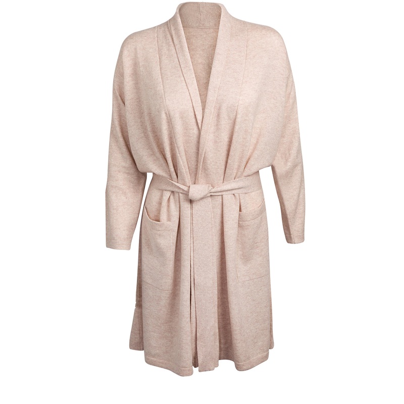 'Alston' Oatmeal Medium Merino Wool and Cashmere Dressing Gown