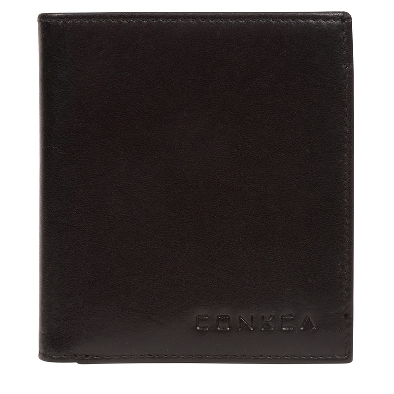 'Commandant' Black Leather Bi-Fold Card Holder Wallet