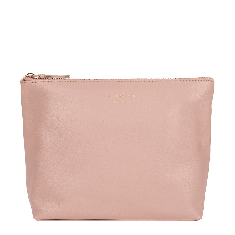 'Ealing' Blush Pink Leather Make-Up Bag