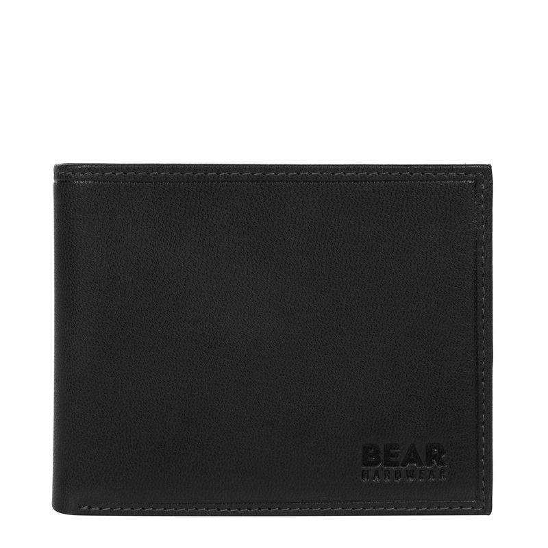 'Grid' Black Leather Bi-Fold Wallet
