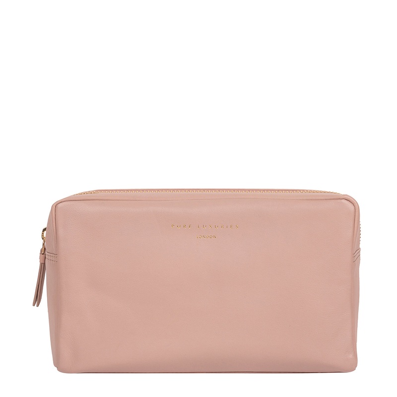 'Highgate' Blush Pink Leather Make-Up Bag