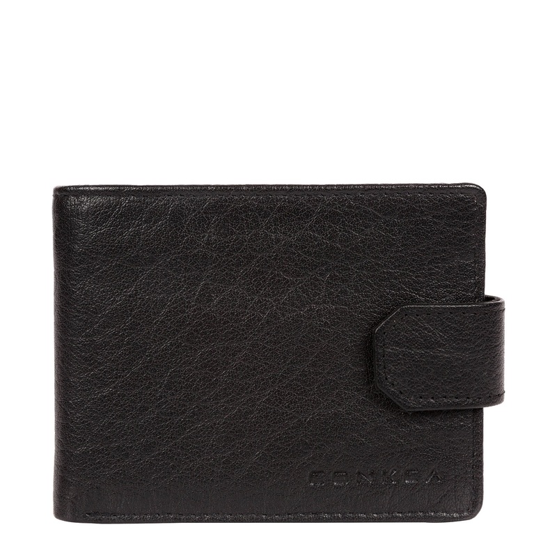 'Mason' Black Bi-Fold Leather Wallet