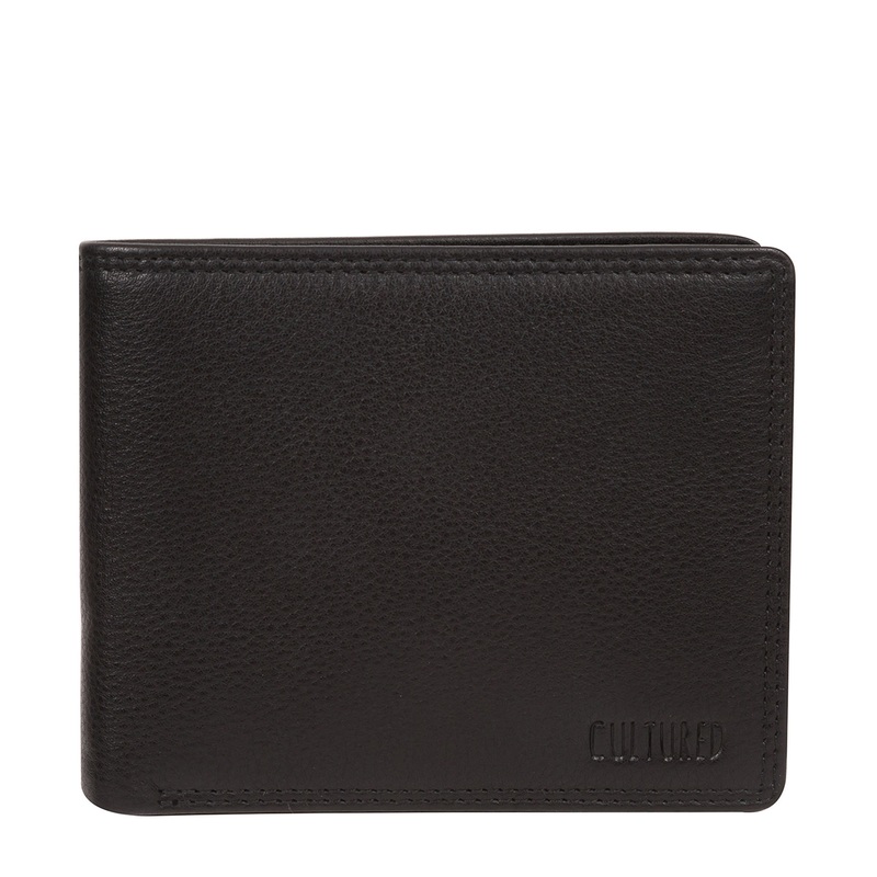 'Matt' Black Leather Bi-Fold Wallet