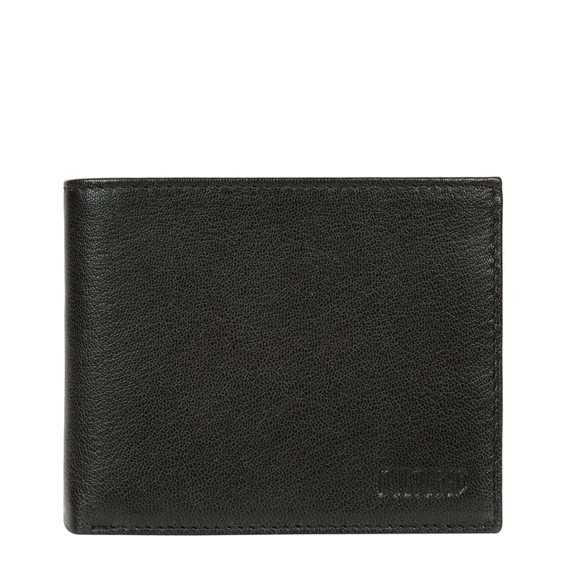 'Niall' Black Leather Tri-Fold Wallet