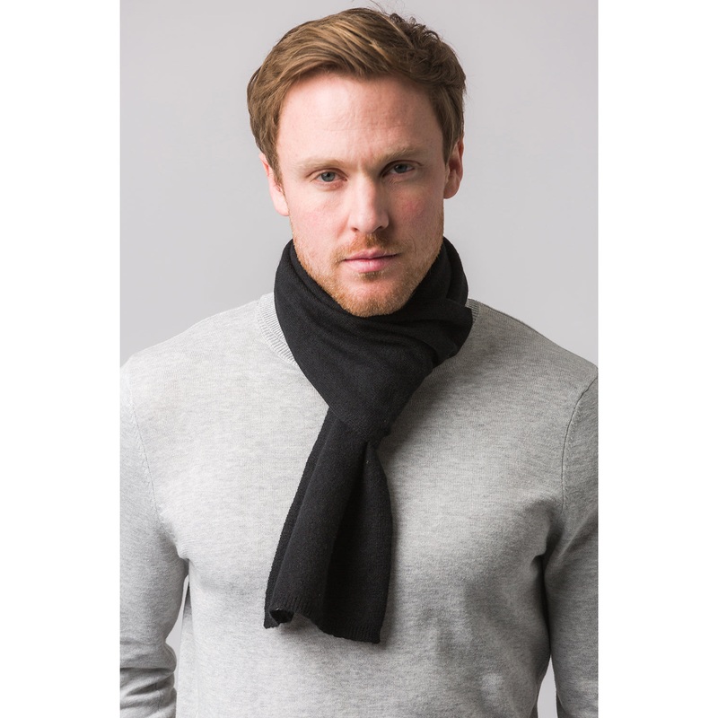 'Oxford' Black 100% Cashmere Scarf