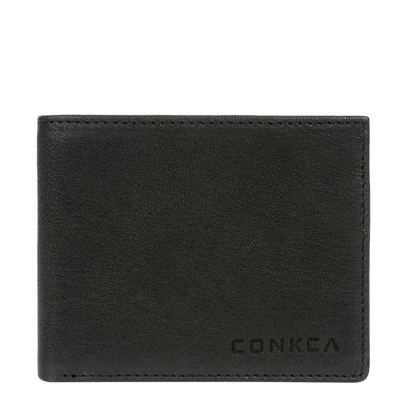 'Saul' Black Tri-Fold Leather Wallet