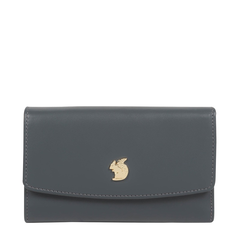 'Sherry' Smoky Blue Leather Tri-Fold Purse