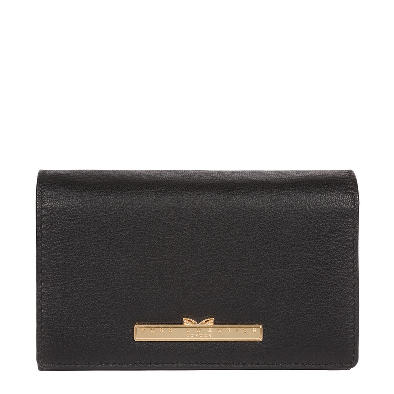 'Swift' Black Leather Tri-Fold Purse