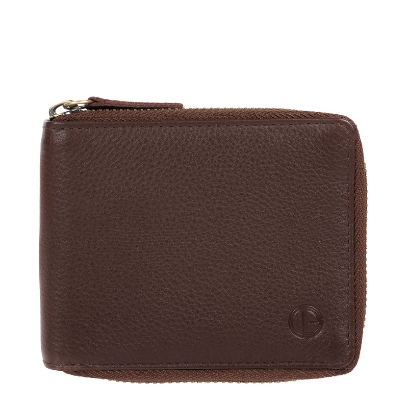 'Tornado' Brown Leather Zip-Round Wallet