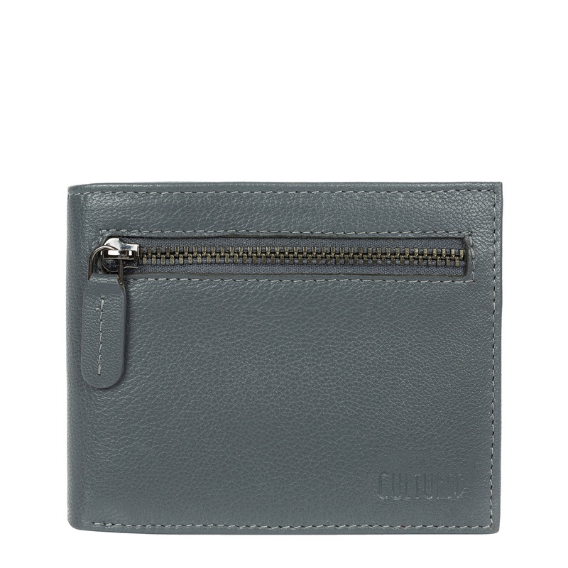 'Victor' Gun Metal Leather Tri-Fold Wallet