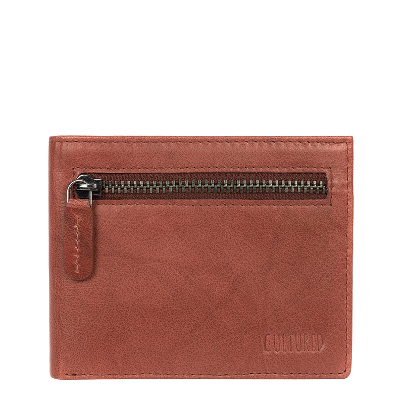 'Victor' Vintage Brick Leather Tri-Fold Wallet