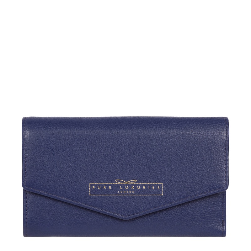 'Yew' Cobalt Blue Leather Tri-Fold Purse