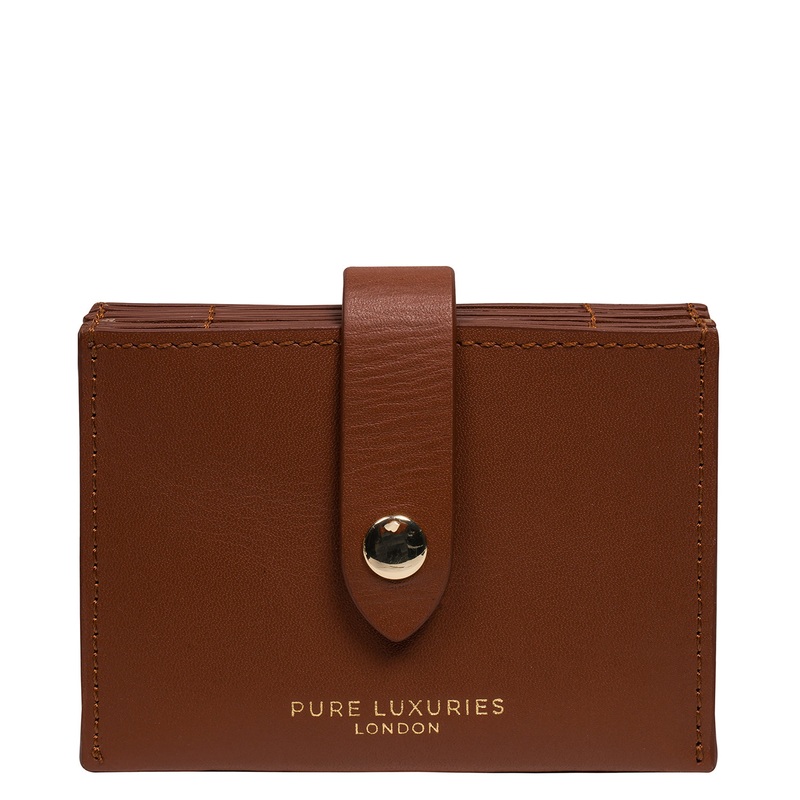 'Allie' Caramel Leather Accordion Card Holder