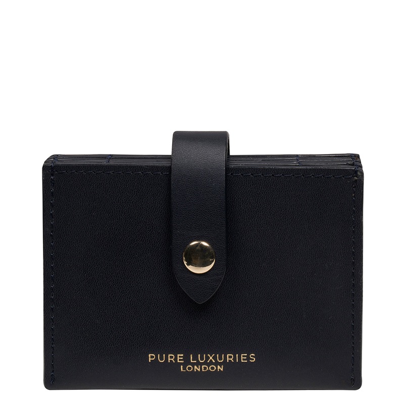 'Allie' Dark Navy Leather Accordion Card Holder