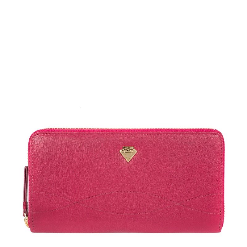 'Banbury' Geranium Leather Zip-Round Purse