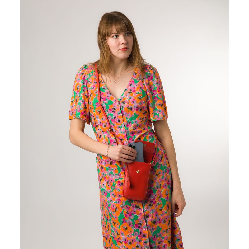 'Buzz' Orangeade Leather Cross Body Phone Bag