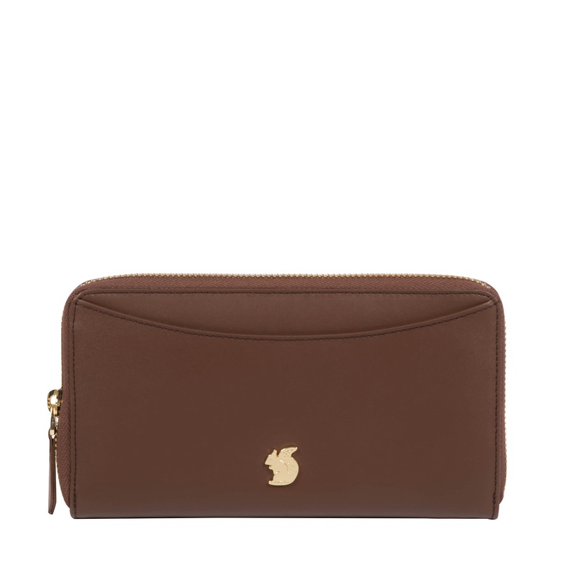 'Candy' Ombr Chestnut Leather Zip-Round Purse
