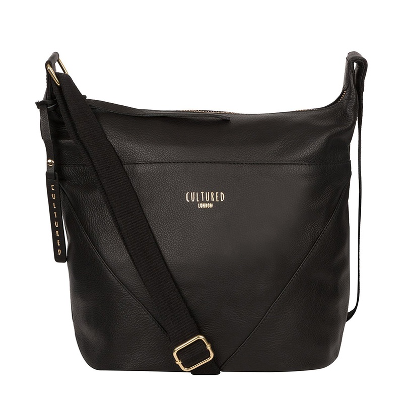 'Chelsea' Black Leather Shoulder Bag