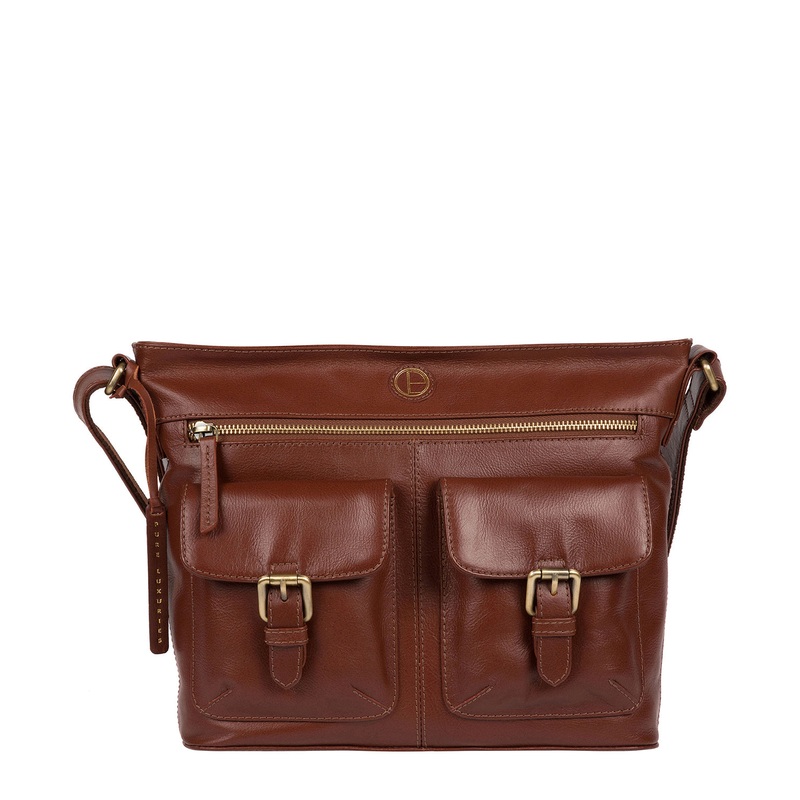 'Cleeton' Vintage Cognac Leather Shoulder Bag