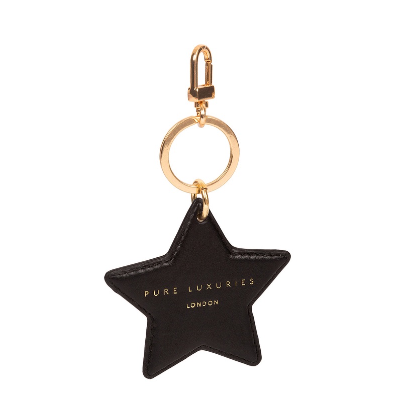 'Drayton' Black Leather Star Keyring