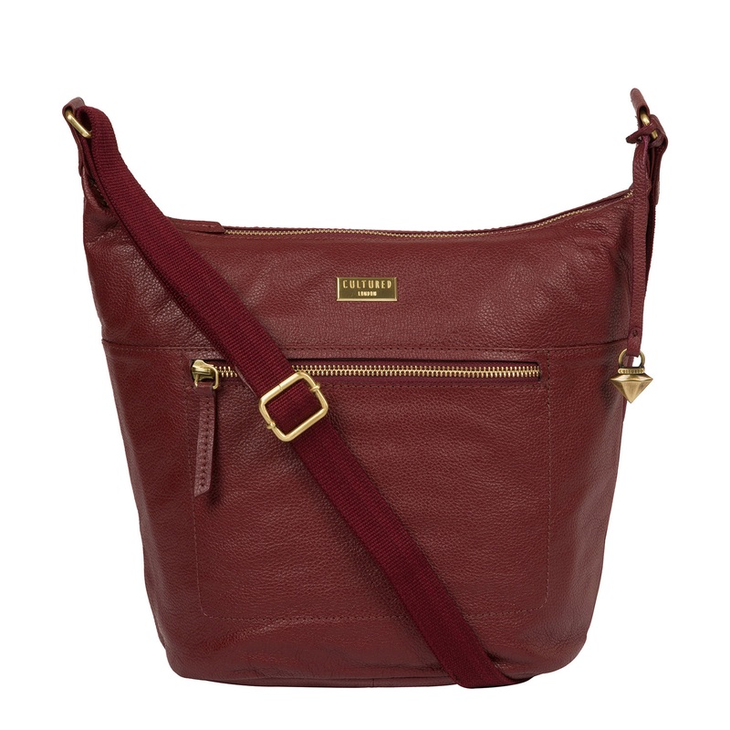 'Elizabeth' Ruby Red Leather Shoulder Bag