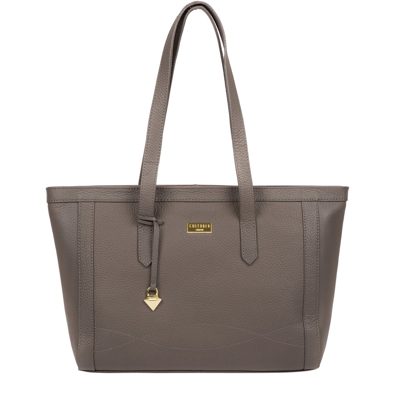 'Farah' Grey Leather Tote Bag