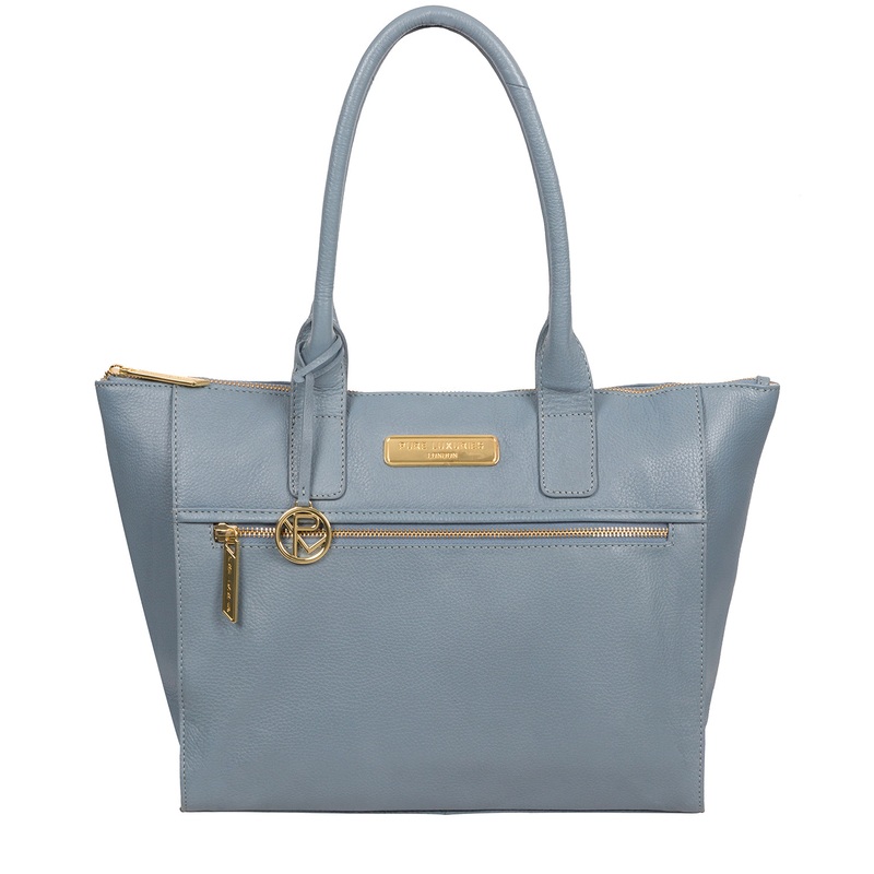 'Faye' Blue Cloud Leather Tote Bag