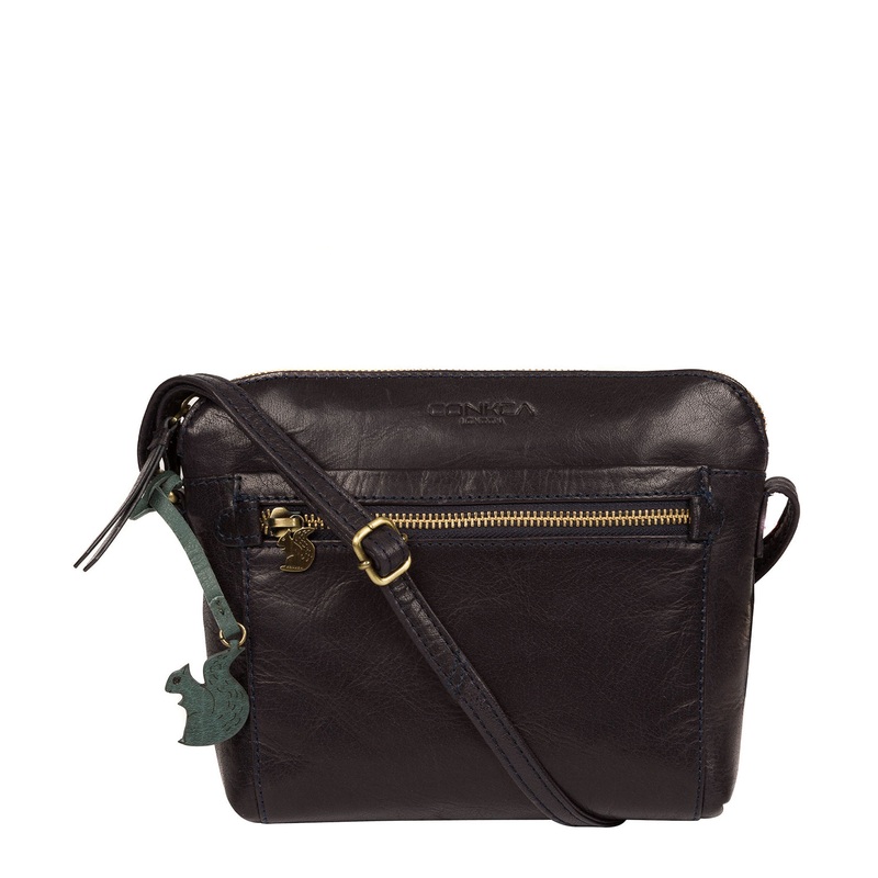 'Frida' Navy Leather Cross Body Bag