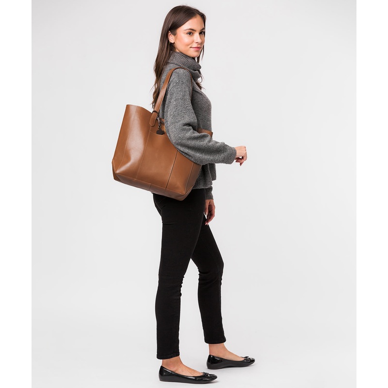 'Hardy' Saddle Tan Vegetable-Tanned Leather Shopper Bag