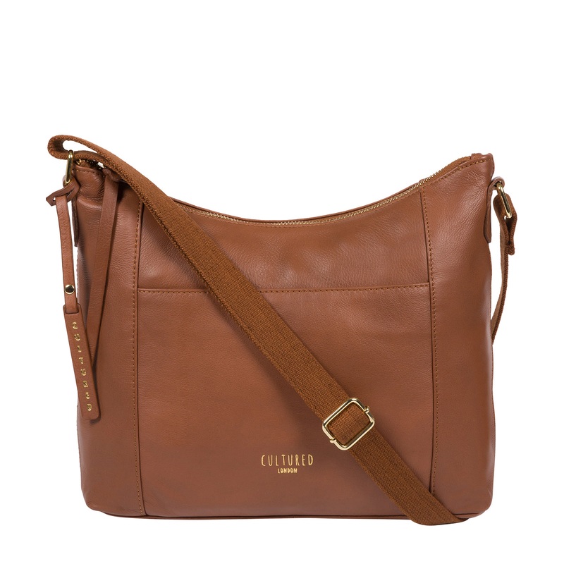 'Iver' Dark Tan Leather Shoulder Bag
