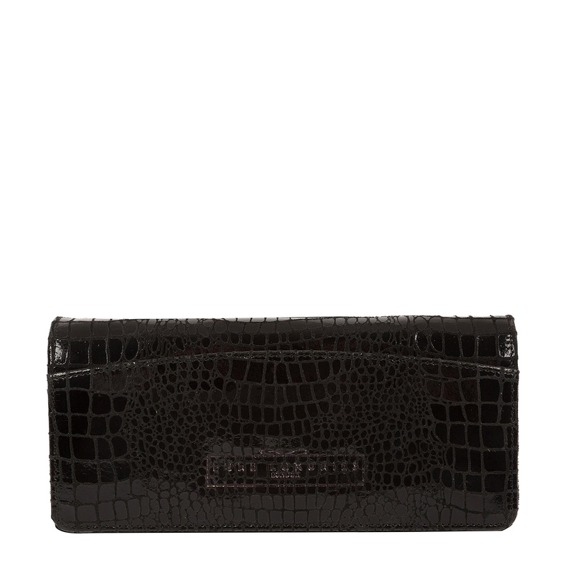 'Izabel' Black Croc Leather Purse