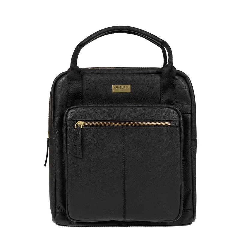 'Jaclyn' Black Leather Backpack