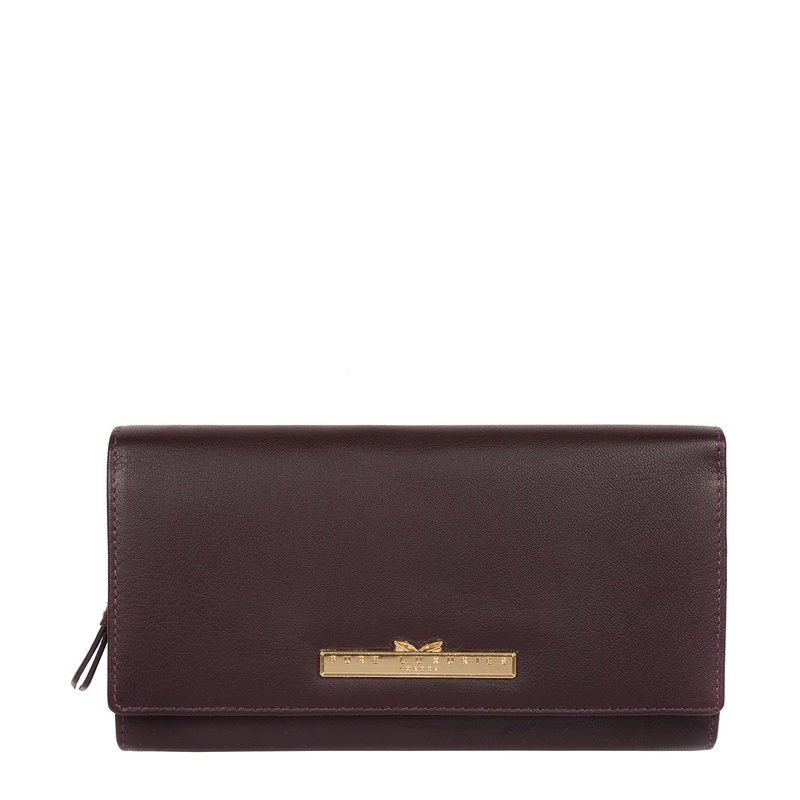 'Kite' Plum Leather Tri-Fold Purse