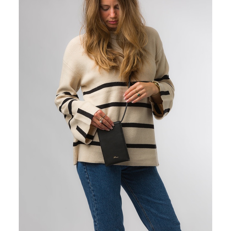 'Lana' Black Nappa Leather Cross Body Phone Bag