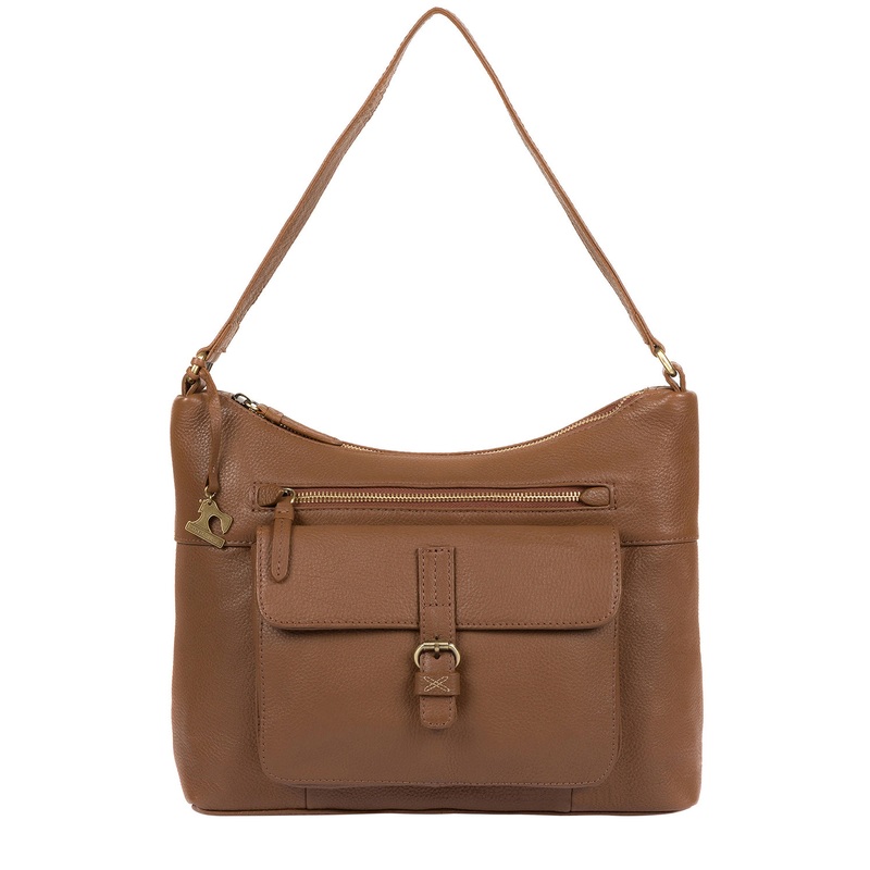 'Laura' Dark Tan Leather Shoulder Bag