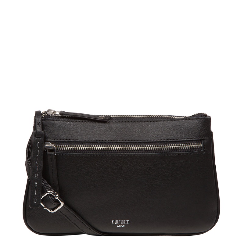 'Laurel' Black Leather Cross Body Phone Bag