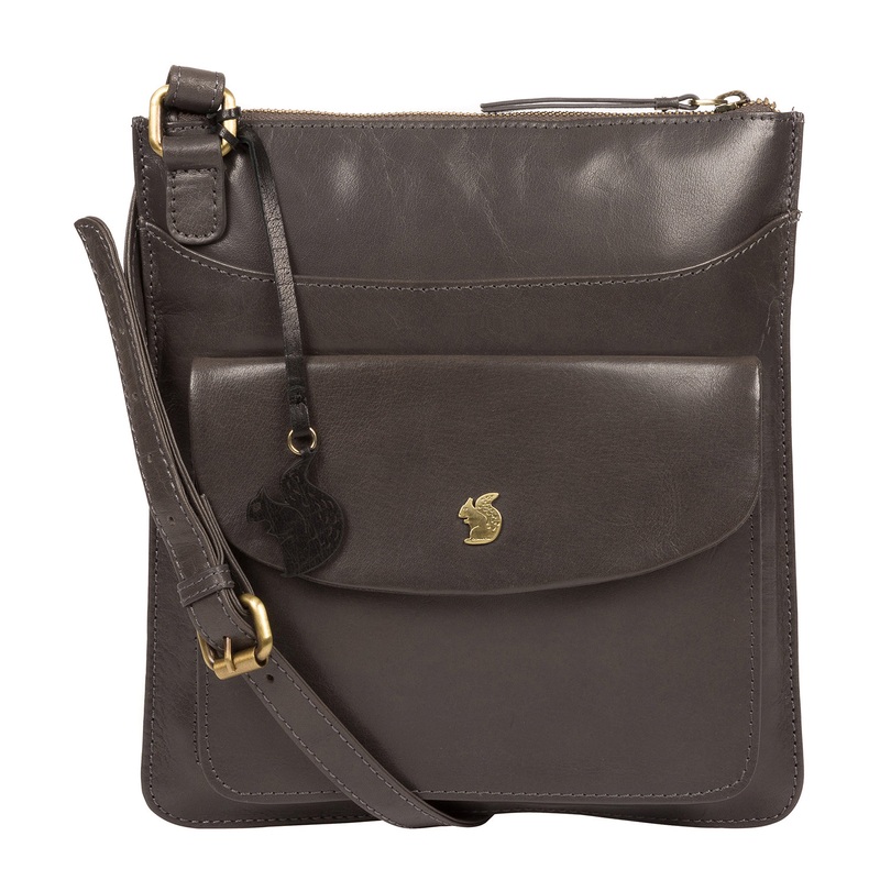 'Lauryn' Slate Leather Cross Body Bag