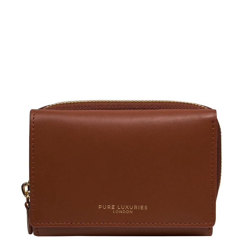 'Libby' Caramel Leather Tri-Fold Purse