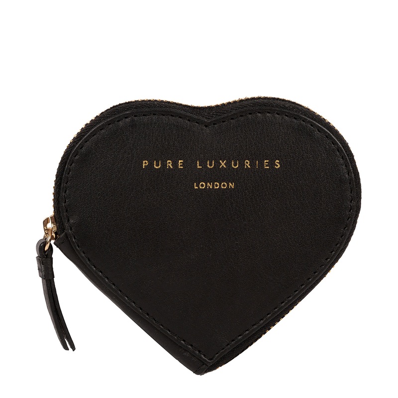 'Loughton' Black Leather Heart Coin Purse