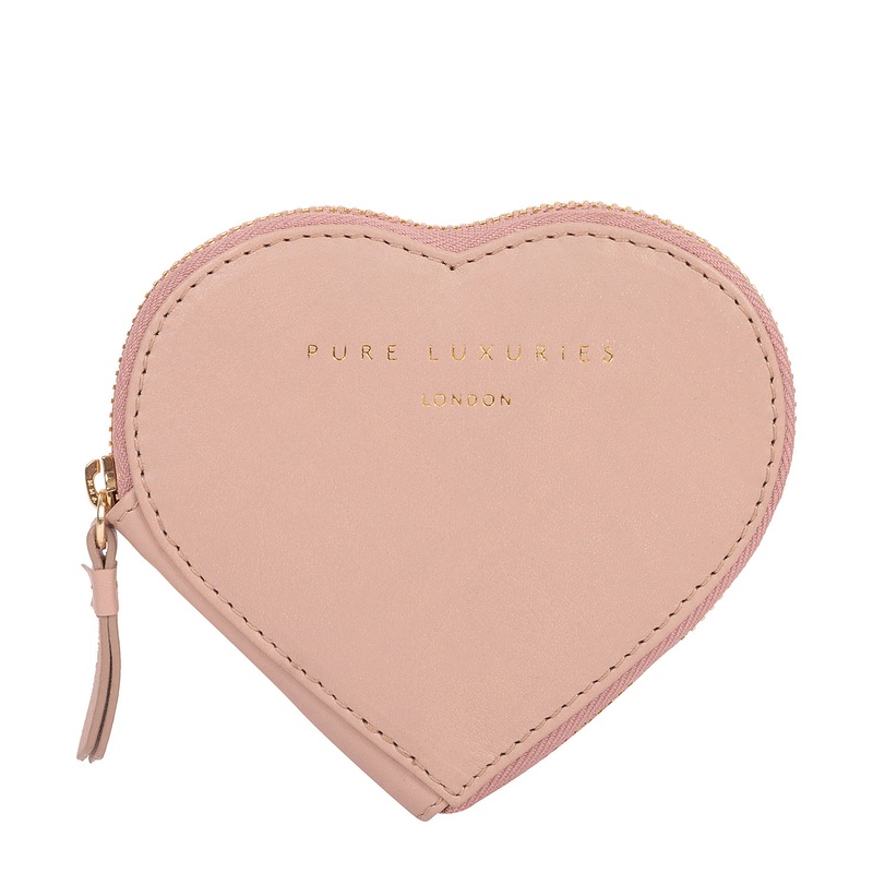'Loughton' Blush Pink Leather Heart Coin Purse