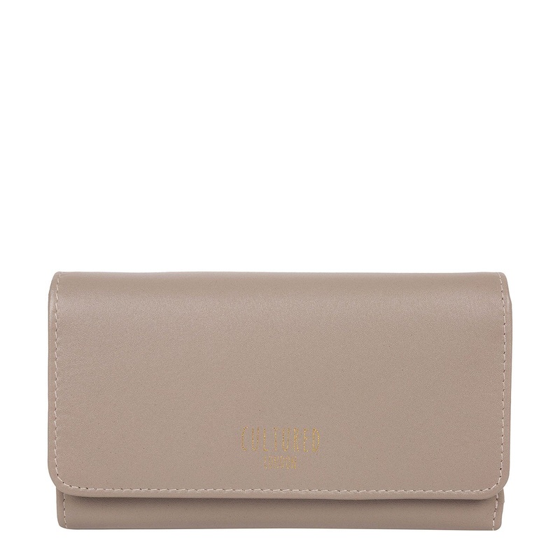 'Odette' Flat Grey Leather Purse