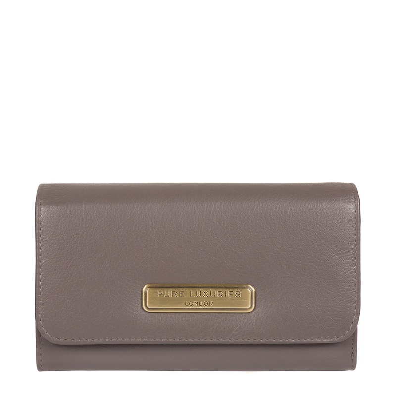 'Pearl' Taupe Grey Leather Purse