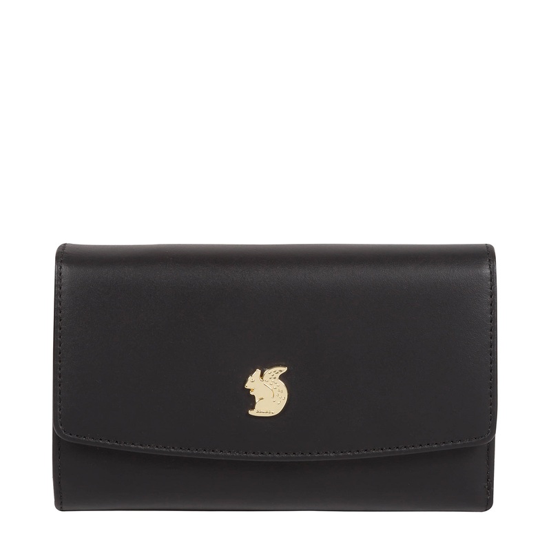 'Sherry' Black Leather Tri-Fold Purse